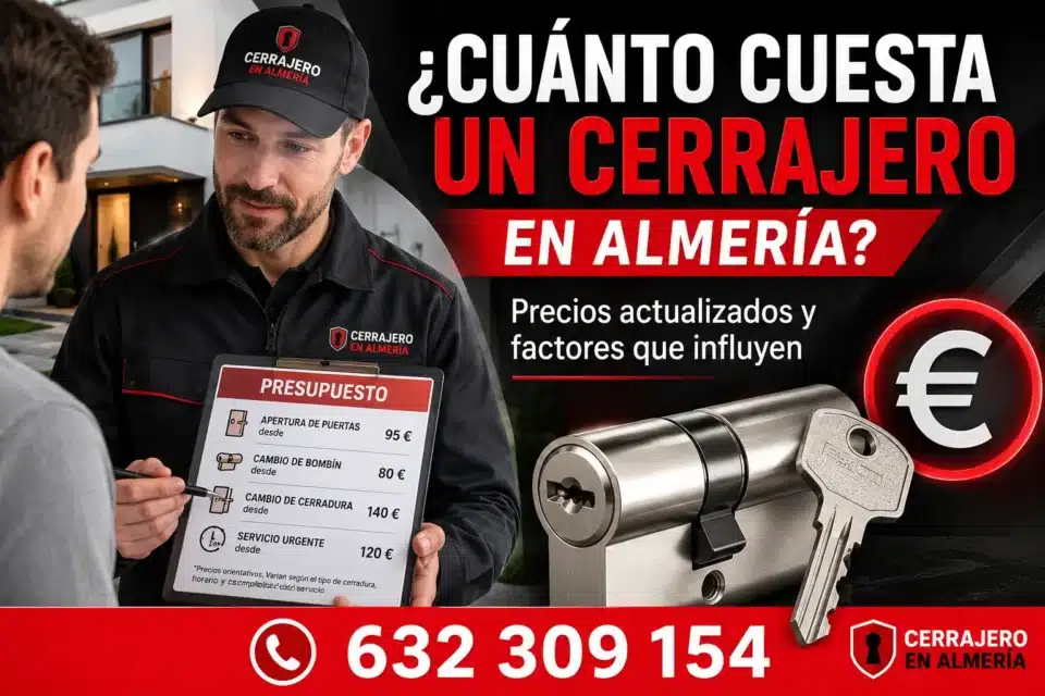 Cuánto cuesta un cerrajero en Almería: precios orientativos de apertura de puertas, cambio de bombín, cerraduras y servicios urgentes con atención profesional 24 horas.
