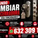 Cerrajero en Almería mostrando cuándo cambiar una cerradura aunque siga funcionando, con recomendaciones para mejorar la seguridad de la vivienda y teléfono de atención 632 309 154.